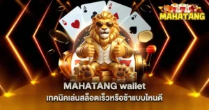 MAHATANG wallet เทคนิคเล่นสล็อตเร็วหรือช้าแบบไหนดี
